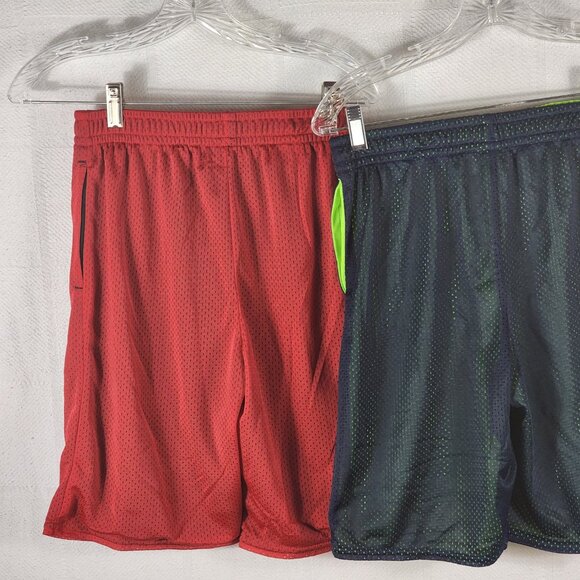 Athletic Works Poly Lined Mesh 2pk Blue/Green Red/Black Shorts Size XL 14-16 - Picture 11 of 16